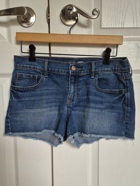 Old Navy Blue Denim Frayed Hem Jean Shorts